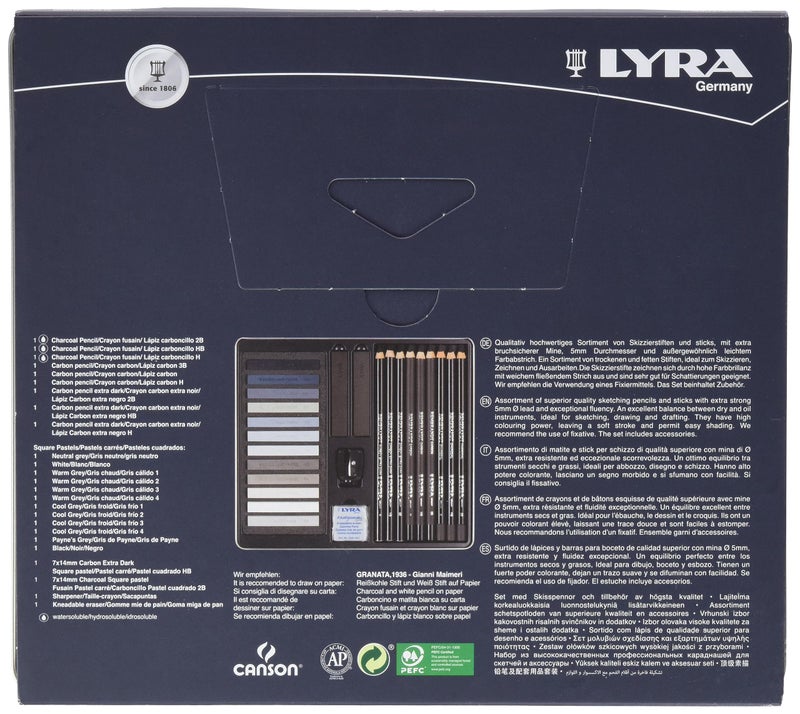 LYRA - Metal Box Grey Shades 9 Assorted Pencils Charcoal Sepia Blood 12 Assorted Painting Crayons and Accessories - Image 4